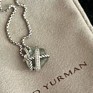 David Yurman Cable Wrap Necklace with Prasiolite and Diamonds 10mm
